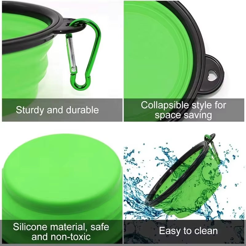 Portable Collapsible Silicone Pet Bowl – Travel Food & Water Feeder for Dogs & Cats