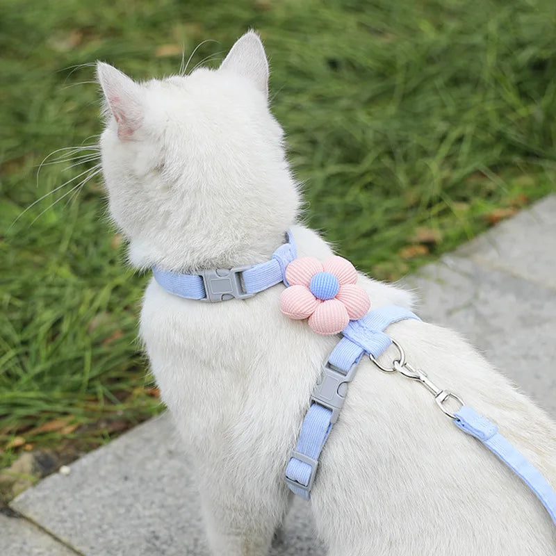 Adjustable Breathable Cat & Small Dog Harness – Secure Walking Leash Set for Outdoor Adventures
